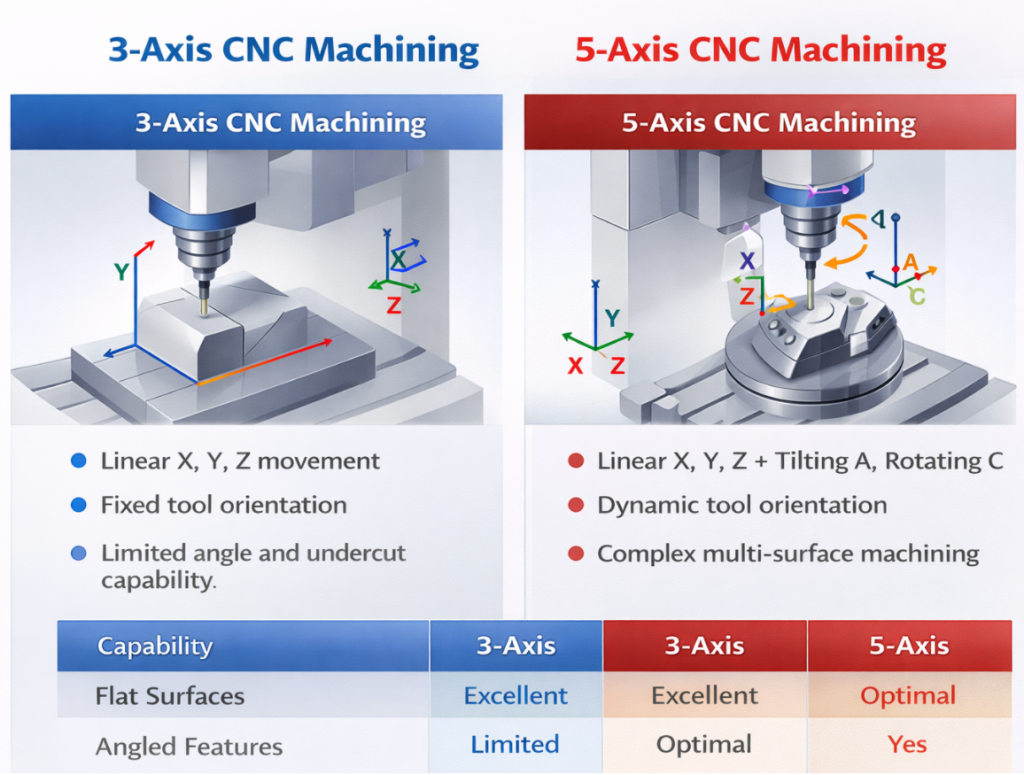 5 Axis vs 3 Axis CNC Machining