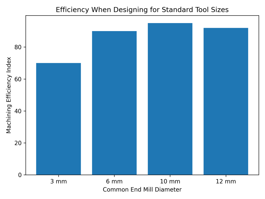 Designing parts compatible with standard cutting tool sizes improves machining efficiency and reduces manufacturing cost