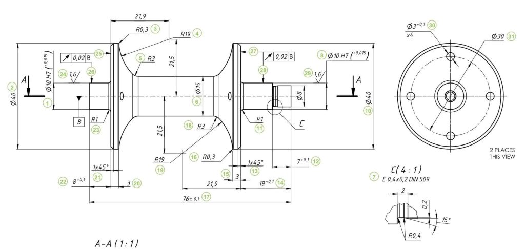 Technical drawing reference image for CNC manufacturing communication