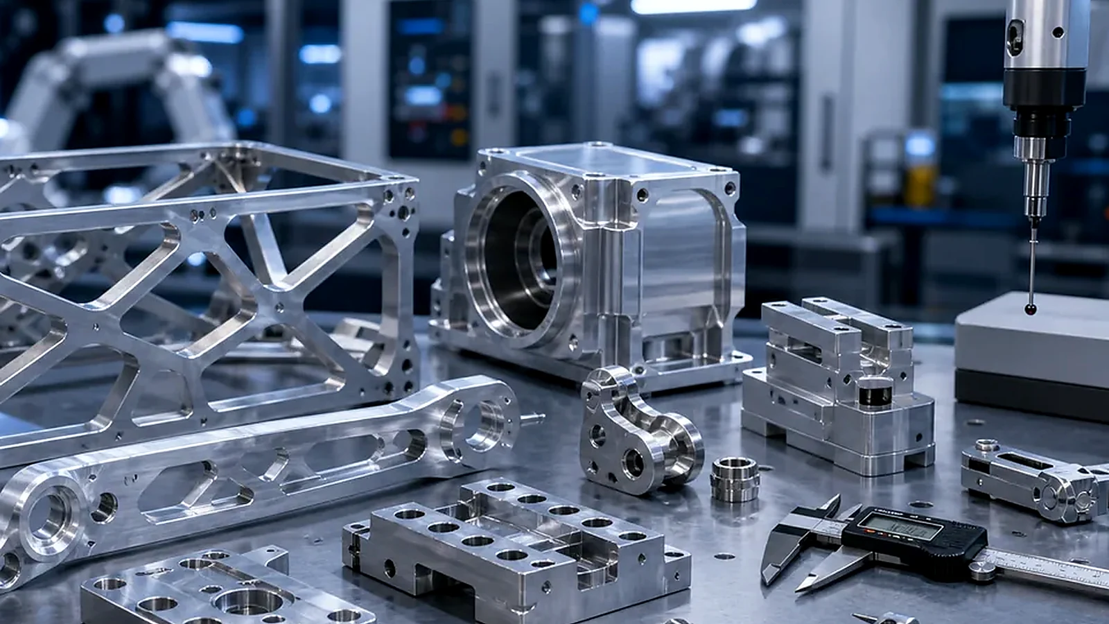 Anodized aluminum UAV components including brackets housings and lightweight mounting hardware.