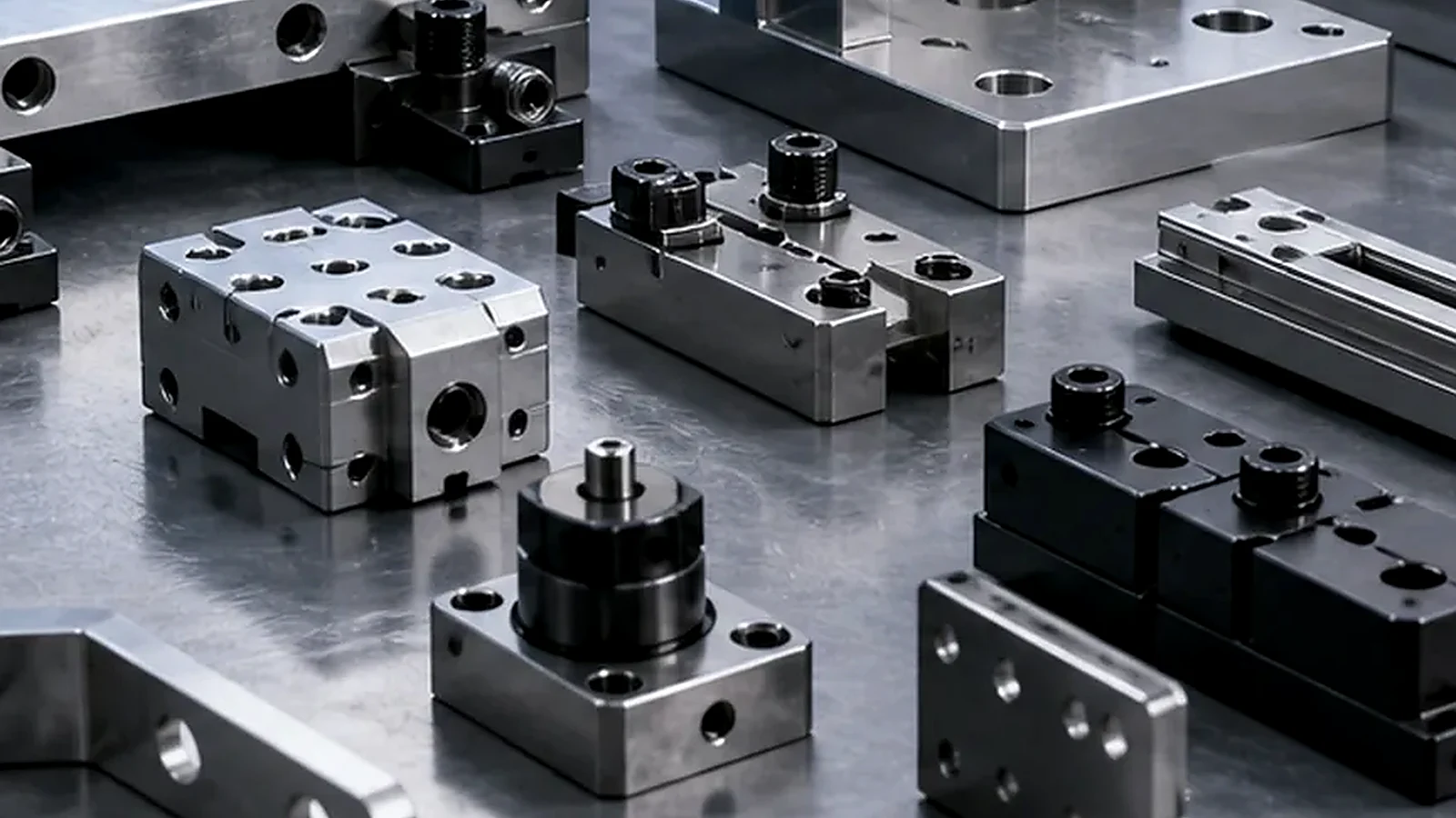 Inspection fixtures and datum blocks for production equipment repeatability checks.