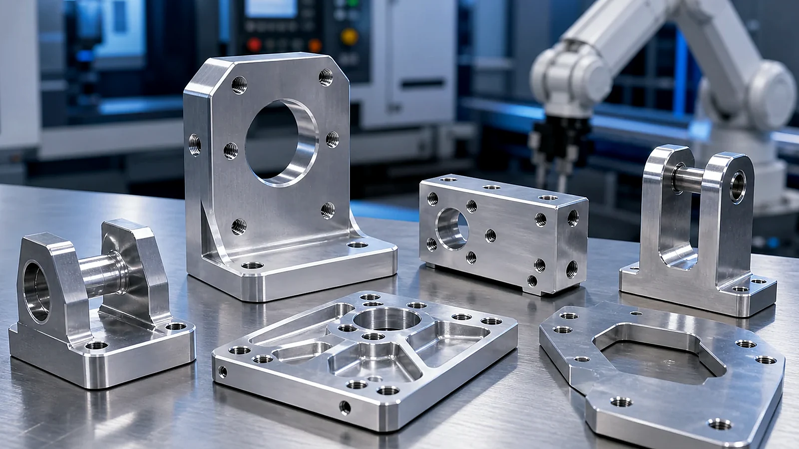 CNC machined linear motion rails and adapter plates for automation equipment.